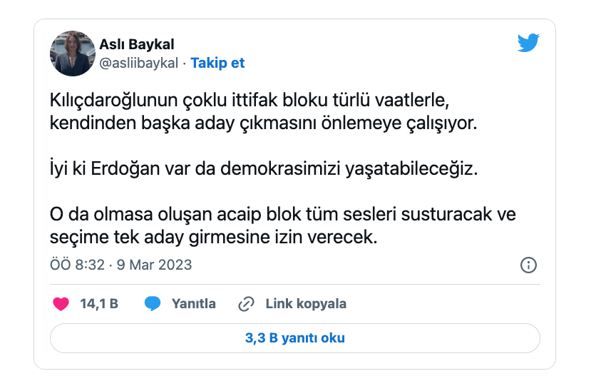 asli baykal dan dikkat ceken erdogan paylasimi